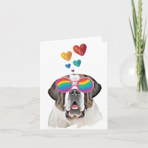 Saint Bernard Dog with Hearts Valentine's Day Card