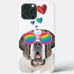Saint Bernard Dog with Hearts Valentine's Day iPhone 13 Pro Max Case