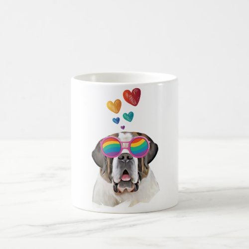 Saint Bernard Dog with Hearts Valentines Day Coffee Mug