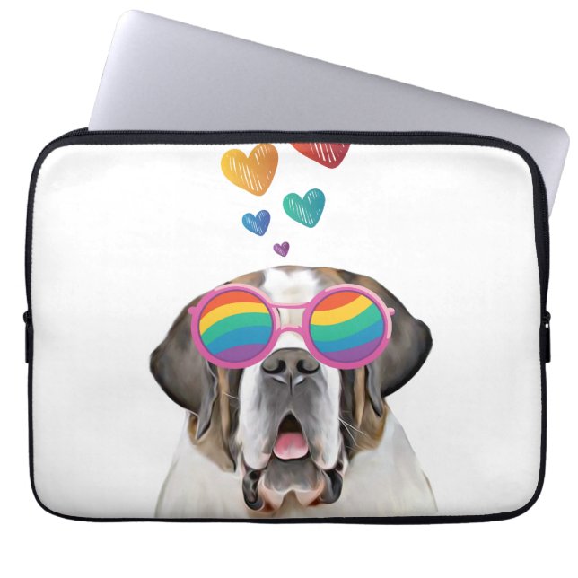 Saint Bernard Dog with Hearts Valentine's Day  Laptop Sleeve (Front)