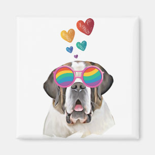 Saint Bernard Dog with Hearts Valentine's Day  Magnet