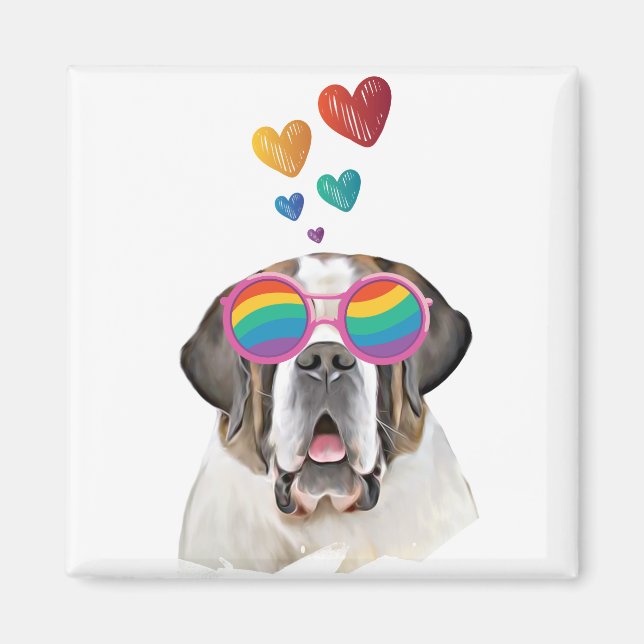 Saint Bernard Dog with Hearts Valentine's Day  Magnet (Front)