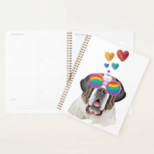 Saint Bernard Dog with Hearts Valentine's Day Planner