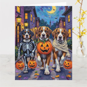 Saint Bernard Dogs in Halloween Costumes Card