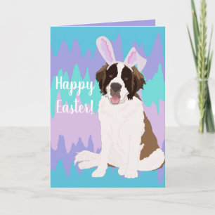 Saint Bernard Easter Bunny Card