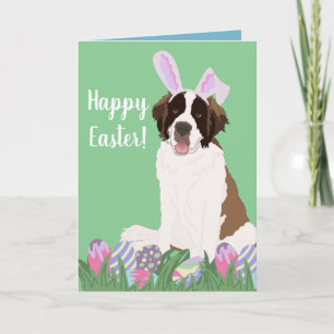 Saint Bernard Easter Bunny Card