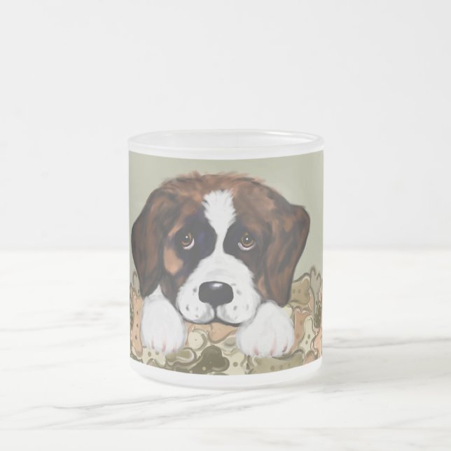 Saint Bernard Frosted Glass Coffee Mug (Center)