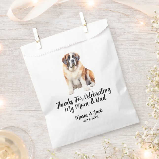 Saint Bernard Full Color Pet Wedding Favor Bag (Clipped)