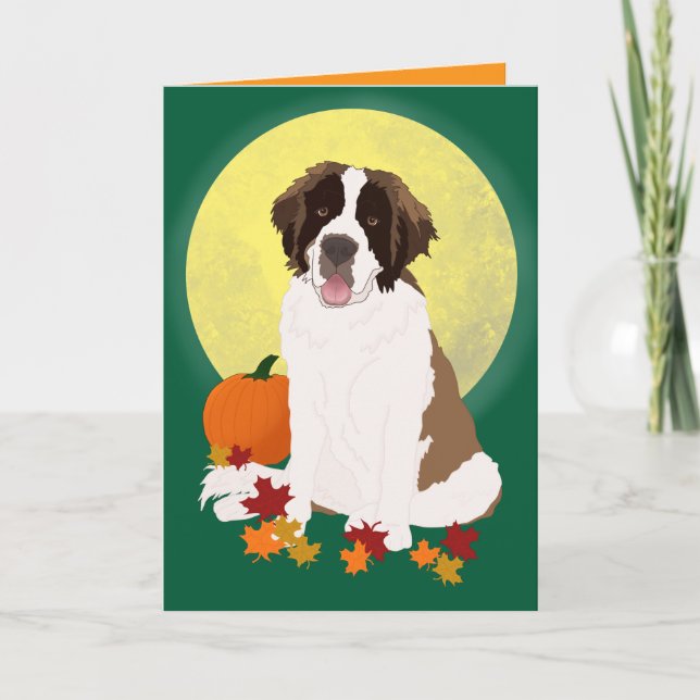 Saint Bernard Halloween Autumn Card (Front)