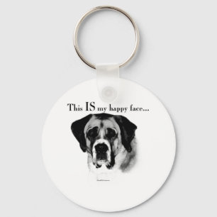 Saint Bernard Happy Face Keychain