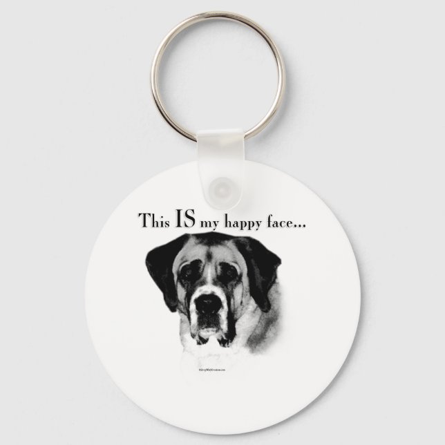 Saint Bernard Happy Face Keychain (Front)