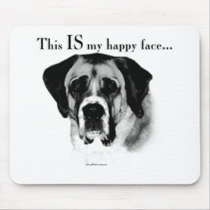 Saint Bernard Happy Face Mouse Pad