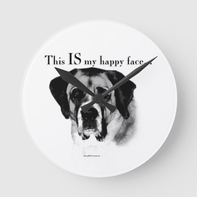 Saint Bernard Happy Face Round Clock (Front)