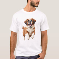 Saint Bernard Happy Playful Fun Jumping In The Air