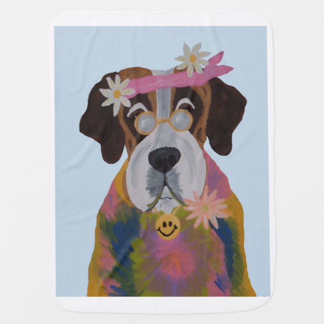 Saint Bernard Hippie Baby Blanket (Front)