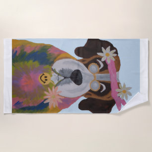 Saint Bernard Hippie Beach Towel