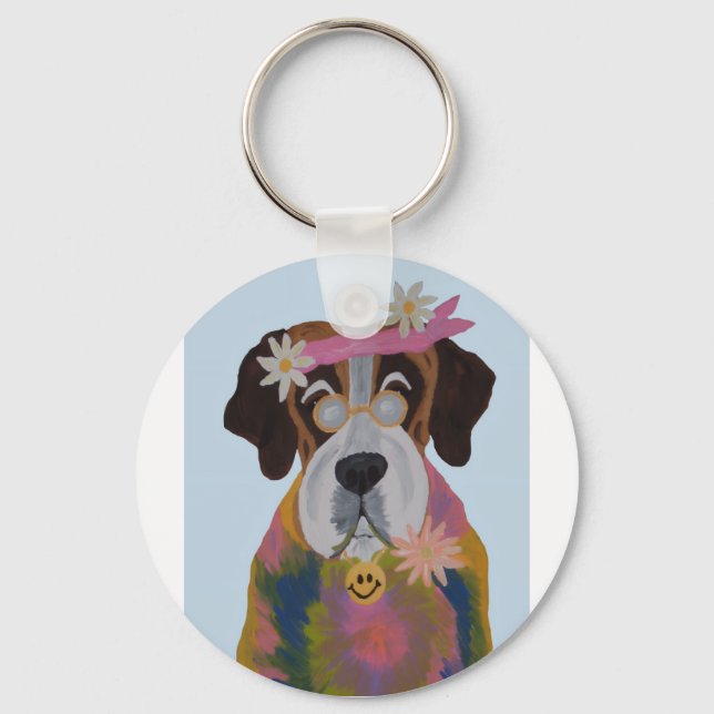 Saint Bernard Hippie Keychain (Front)