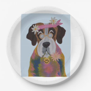 Saint Bernard Hippie Paper Plates