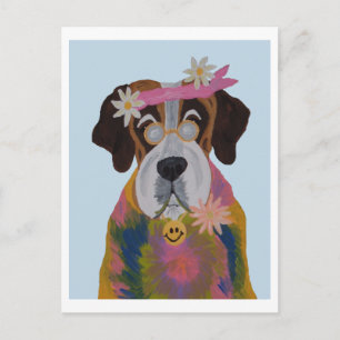 Saint Bernard Hippie Postcard