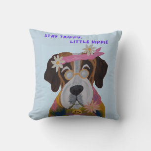 Saint Bernard Hippie Throw Pillow