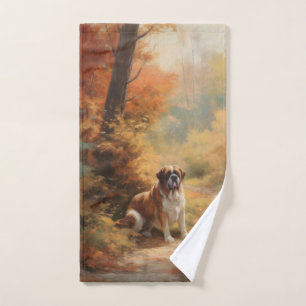 Saint Bernard in Autumn Leaves Fall Inspire Bath Towel Set