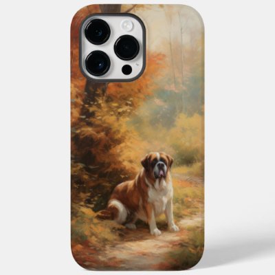 Saint Bernard in Autumn Leaves Fall Inspire Case-Mate iPhone 14 Pro Max Case