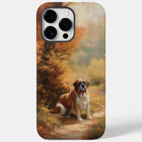 Saint Bernard in Autumn Leaves Fall Inspire Case_Mate iPhone 14 Pro Max Case