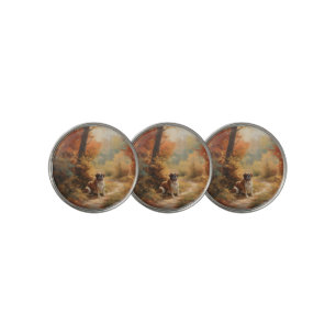 Saint Bernard in Autumn Leaves Fall Inspire Golf Ball Marker