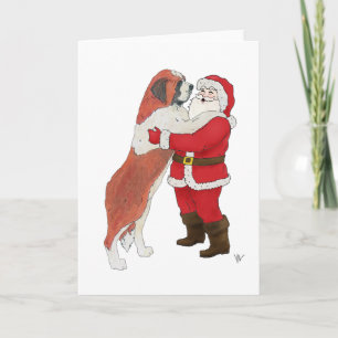 Saint Bernard Jowly Christmas Greeting Holiday Card