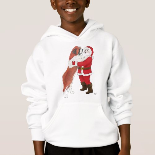 Saint Bernard Jowly Christmas Greeting Hoodie