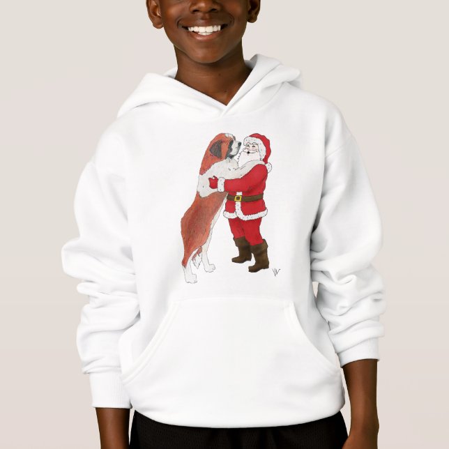 Saint Bernard Jowly Christmas Greeting Hoodie (Front)