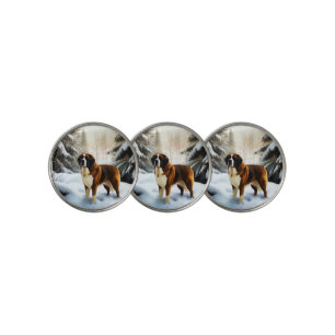 Saint Bernard Let It Snow Christmas Golf Ball Marker