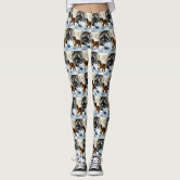 Saint Bernard Dog in Snow Christmas Leggings