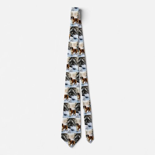 Saint Bernard Let It Snow Christmas Neck Tie