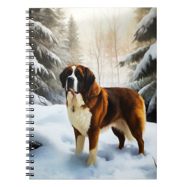 Saint Bernard Let It Snow Christmas Notebook (Front)