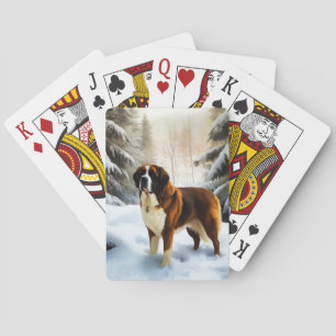 Saint Bernard Let It Snow Christmas Poker Cards