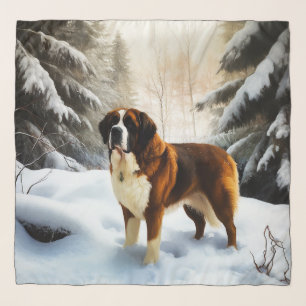 Saint Bernard Let It Snow Christmas Scarf