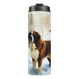 Saint Bernard Let It Snow Christmas Thermal Tumbler