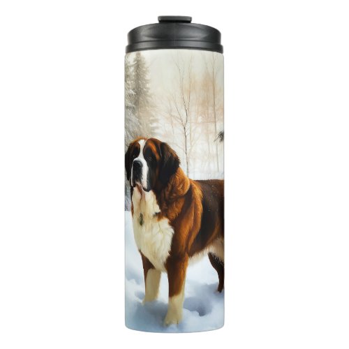 Saint Bernard Let It Snow Christmas Thermal Tumbler