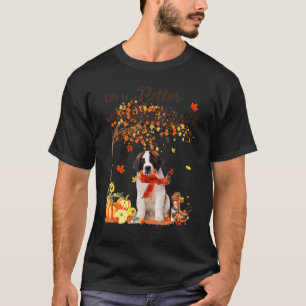 Saint Bernard Maple Tree Thanksgiving Day Cute Dog T-Shirt