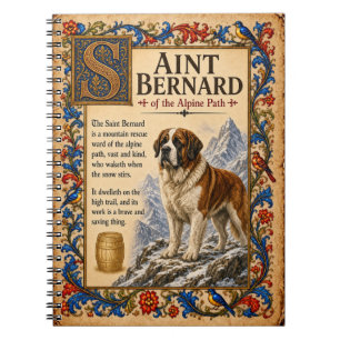 Saint Bernard, Medieval Bestiary Art Notebook