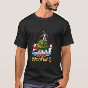 Saint Bernard Merry Christmas Tree Lights Dog X Ma T-Shirt