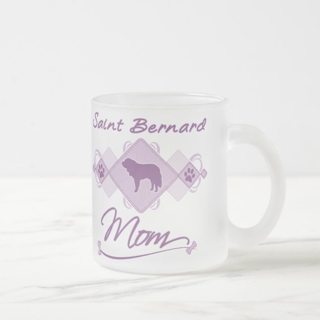 Saint Bernard Mom Frosted Glass Coffee Mug (Right)