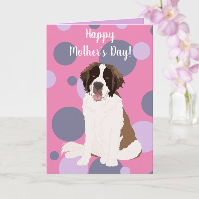 Saint Bernard Mother’s Day  Card (Orchid)