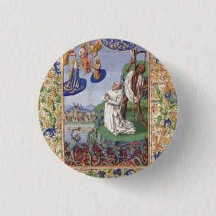 Saint Bernard of Clairvaux Medieval Illustration Button