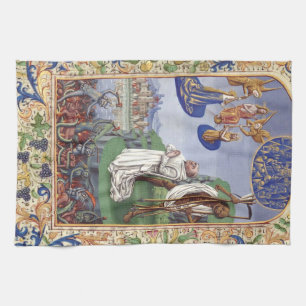 Saint Bernard of Clairvaux Medieval Illustration Kitchen Towel