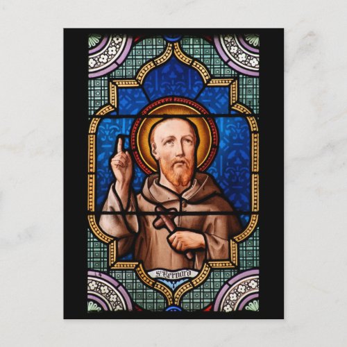 Saint Bernard of Clairvaux Stained Glass Art Postcard
