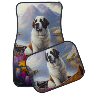 Saint Bernard on a Paddle: A Scenic Adventure Car Floor Mat