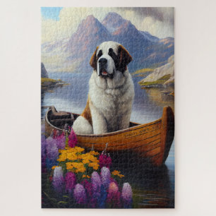 Saint Bernard on a Paddle: A Scenic Adventure Jigsaw Puzzle