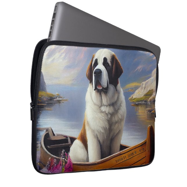 Saint Bernard on a Paddle: A Scenic Adventure Laptop Sleeve (Front Right)